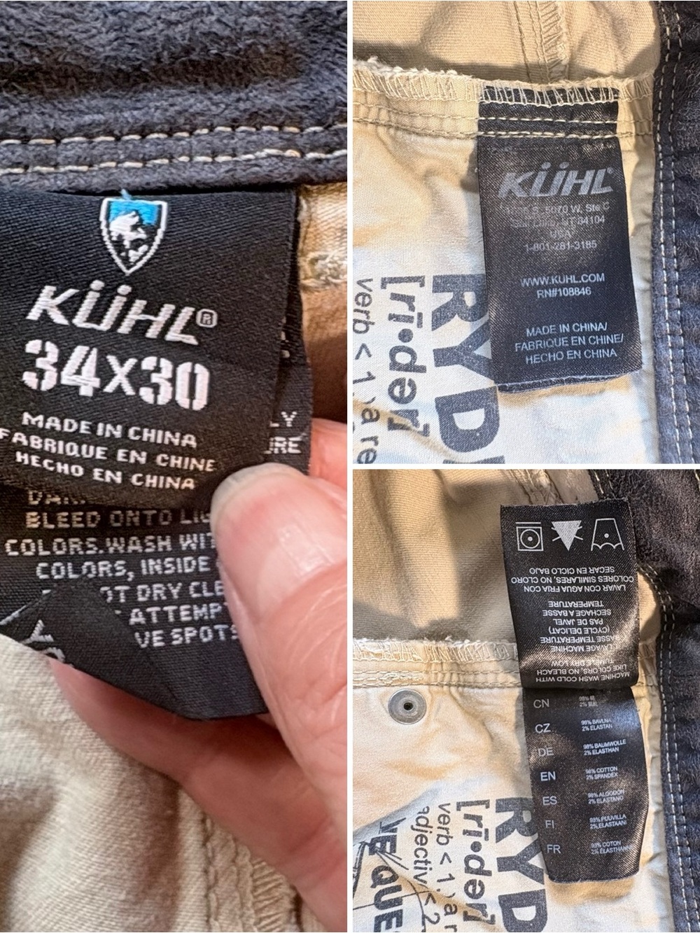 KÜHL RYDR Khaki Utility Hiking Work Pants Articulated Knee Men’s 34x30🧡 - Picture 11 of 12